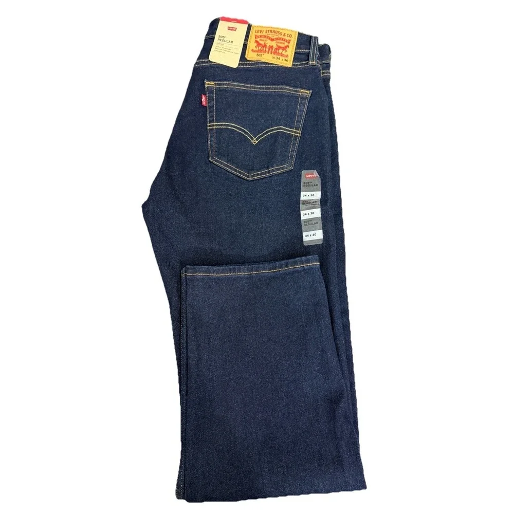 Levi's Men's 505 Regular Fit Zip Fly Straight Leg Denim Jeans‎ 34X30 Medium Blue